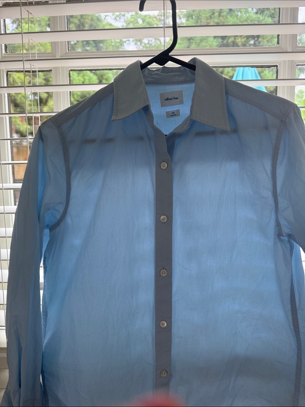 Wilfred Light Blue and Gray Button-Up Shirt